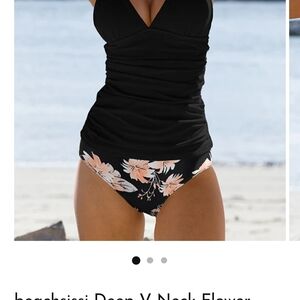 Beachsissi Black Floral Tankini Swimsuit XL